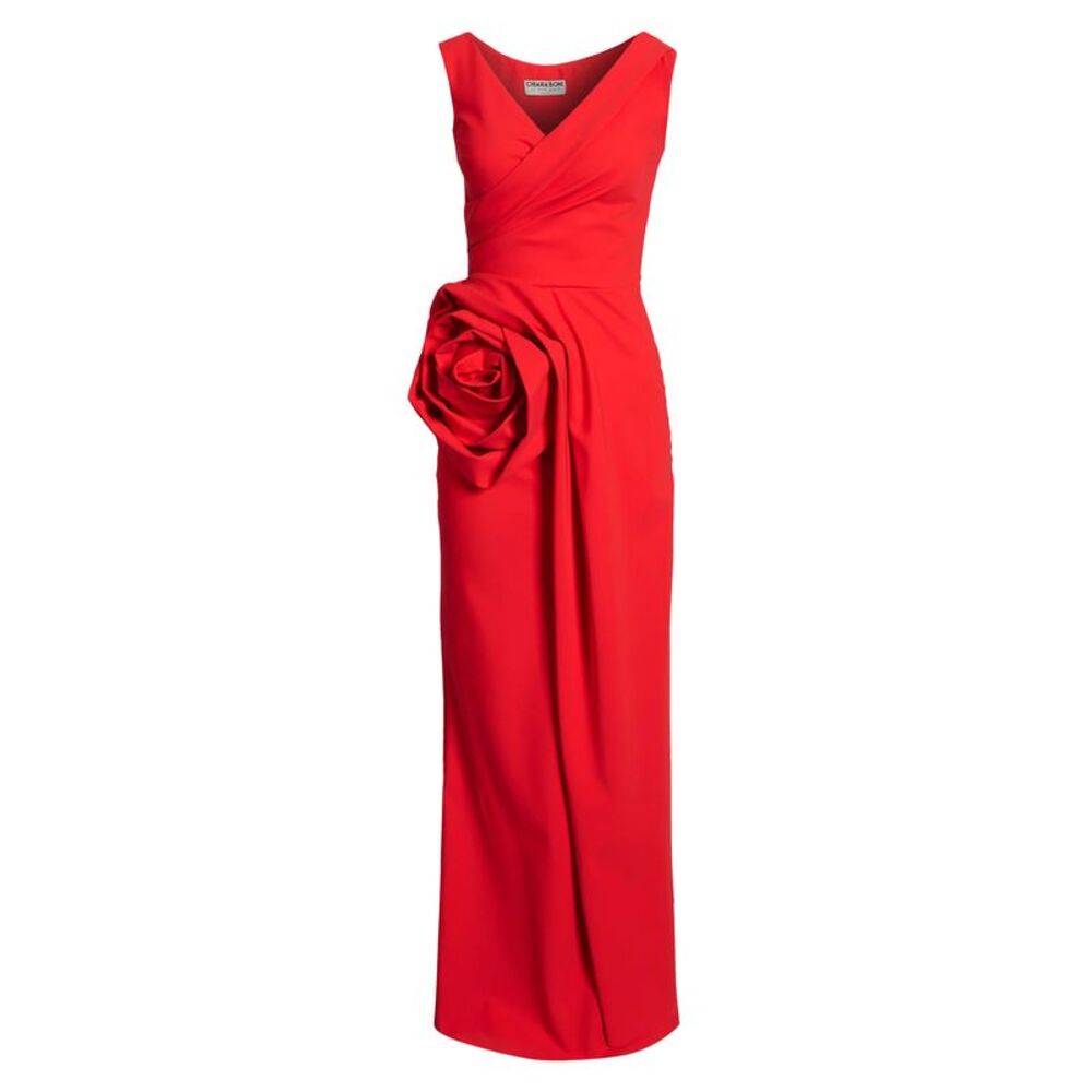 Chiara Boni La Petite Robe Womens Tekkan Rosette Gown US 10 | IT 46 Scarlet NWT